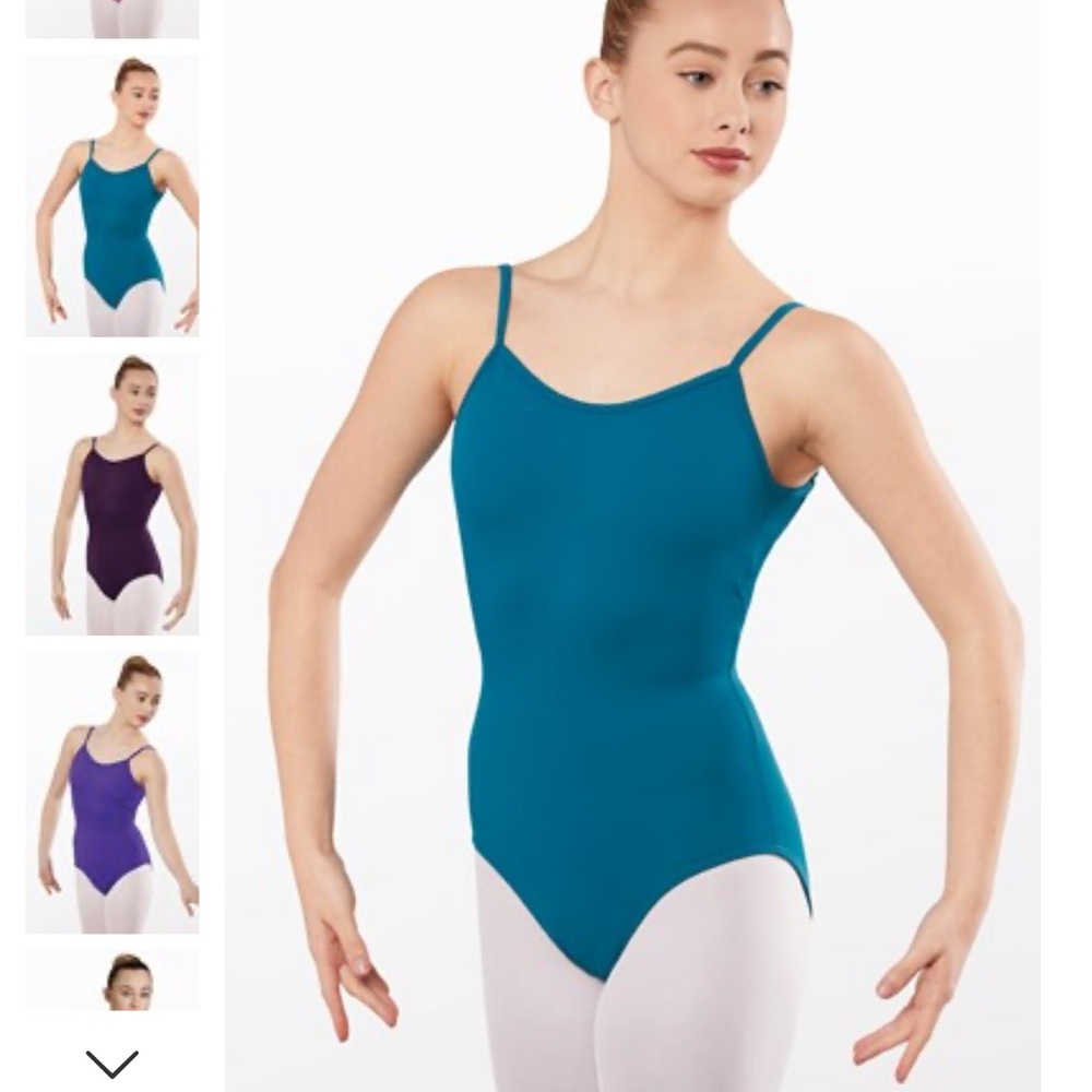 NWT Weissmans Scoop Cami Low-Back Leotard Teal Size Large Child
